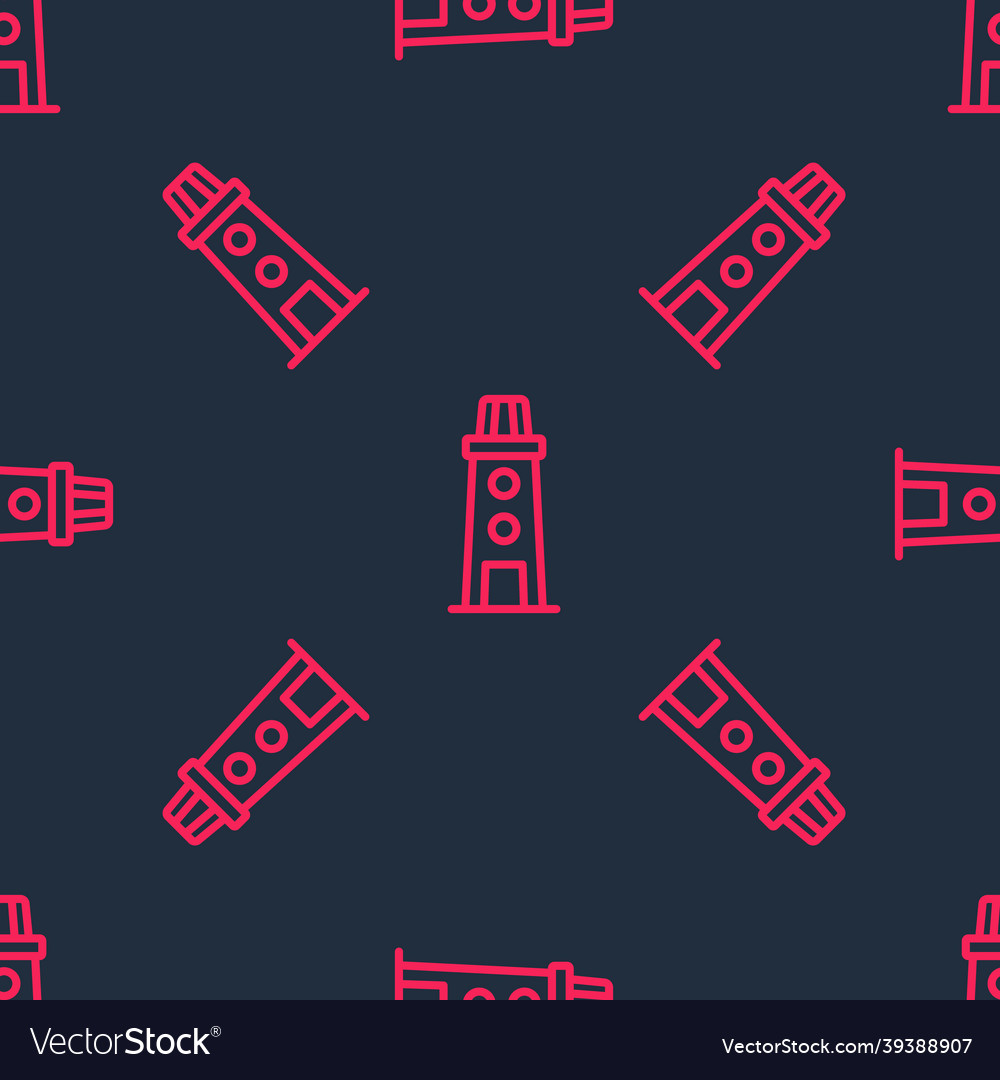 Red line lighthouse icon isolated seamless pattern vector image Red line lighthouse icon isolated seamless pattern