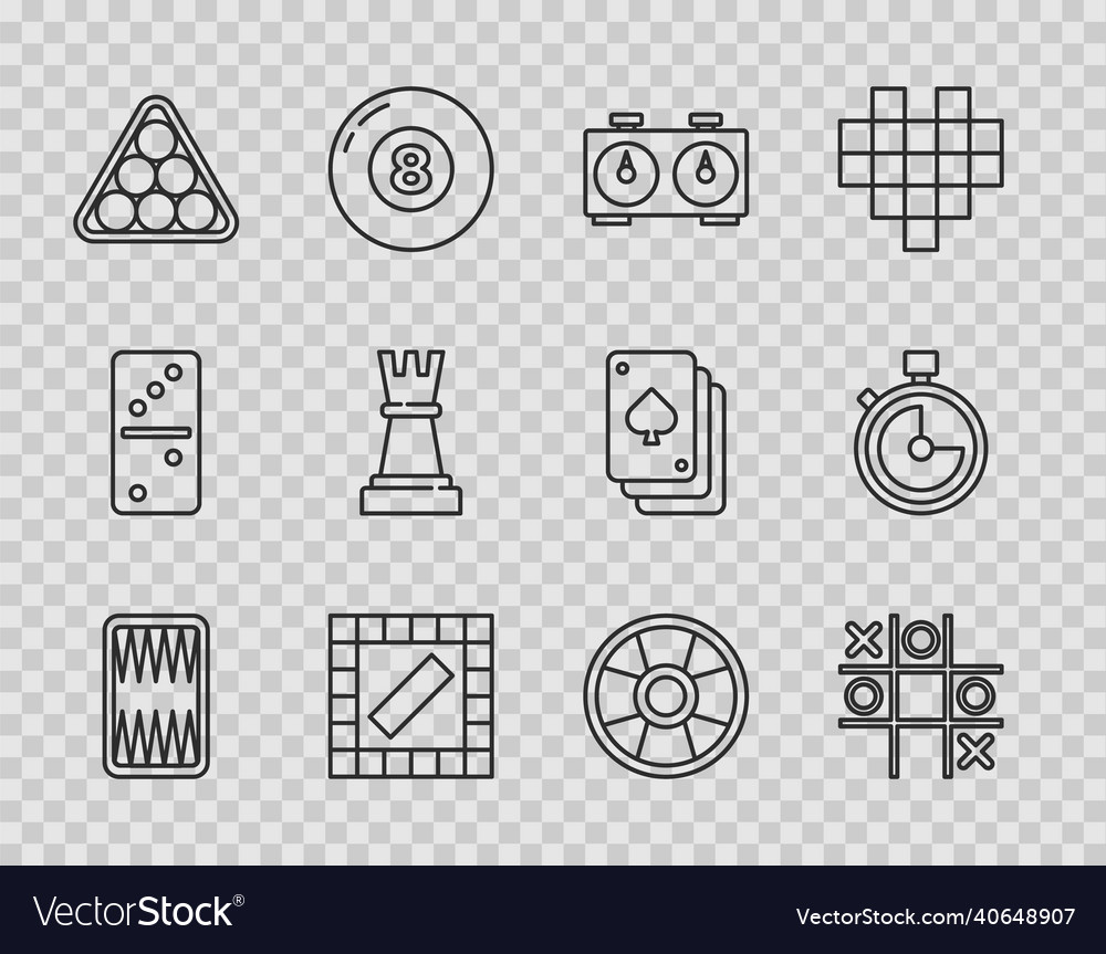 Set line backgammon board tic tac toe game time vector image Set line backgammon board tic tac toe game time