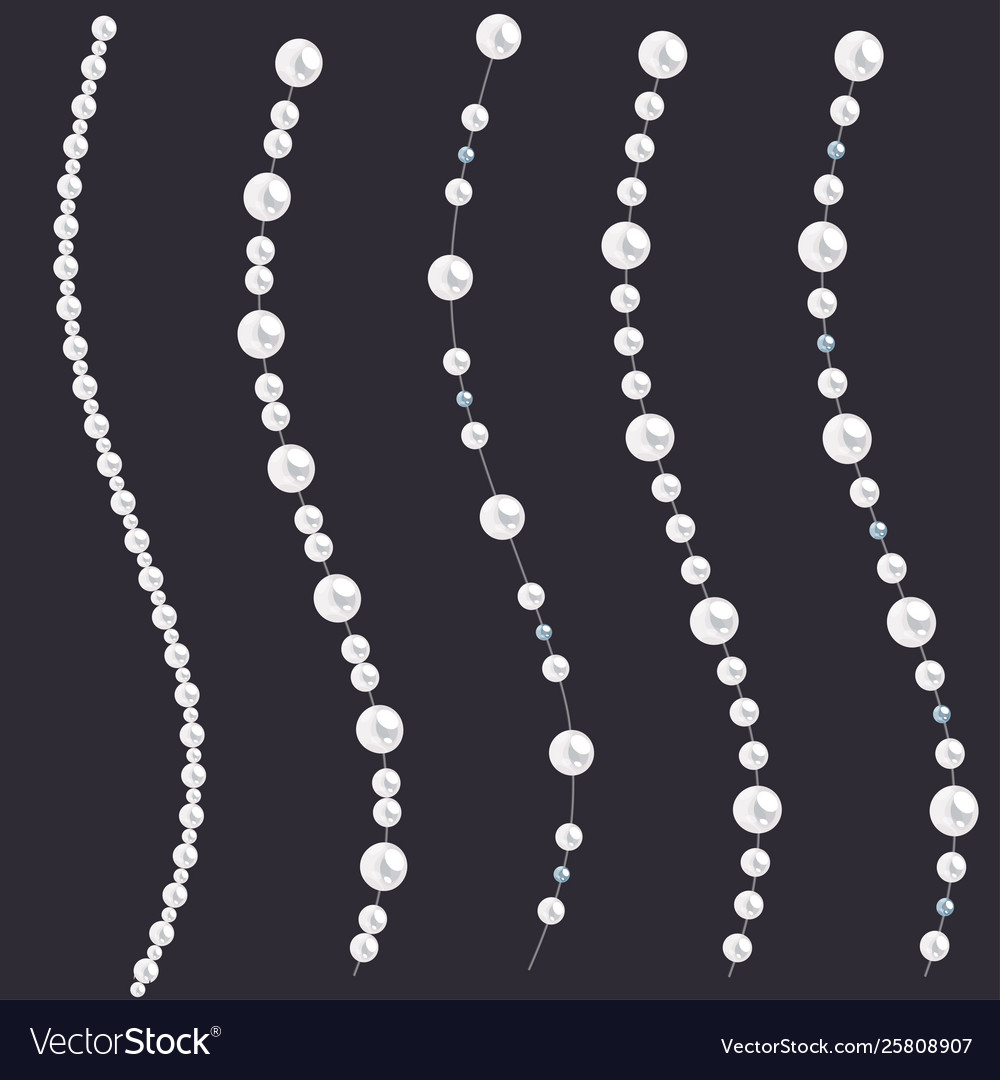 Set pearl wavy strings isolated on gray vector image Set pearl wavy strings isolated on gray