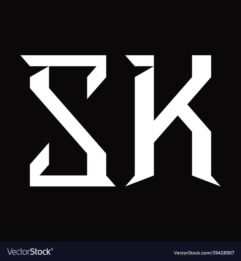 Sk logo monogram with slice shape design template Vector Image Sk logo monogram with slice shape design template