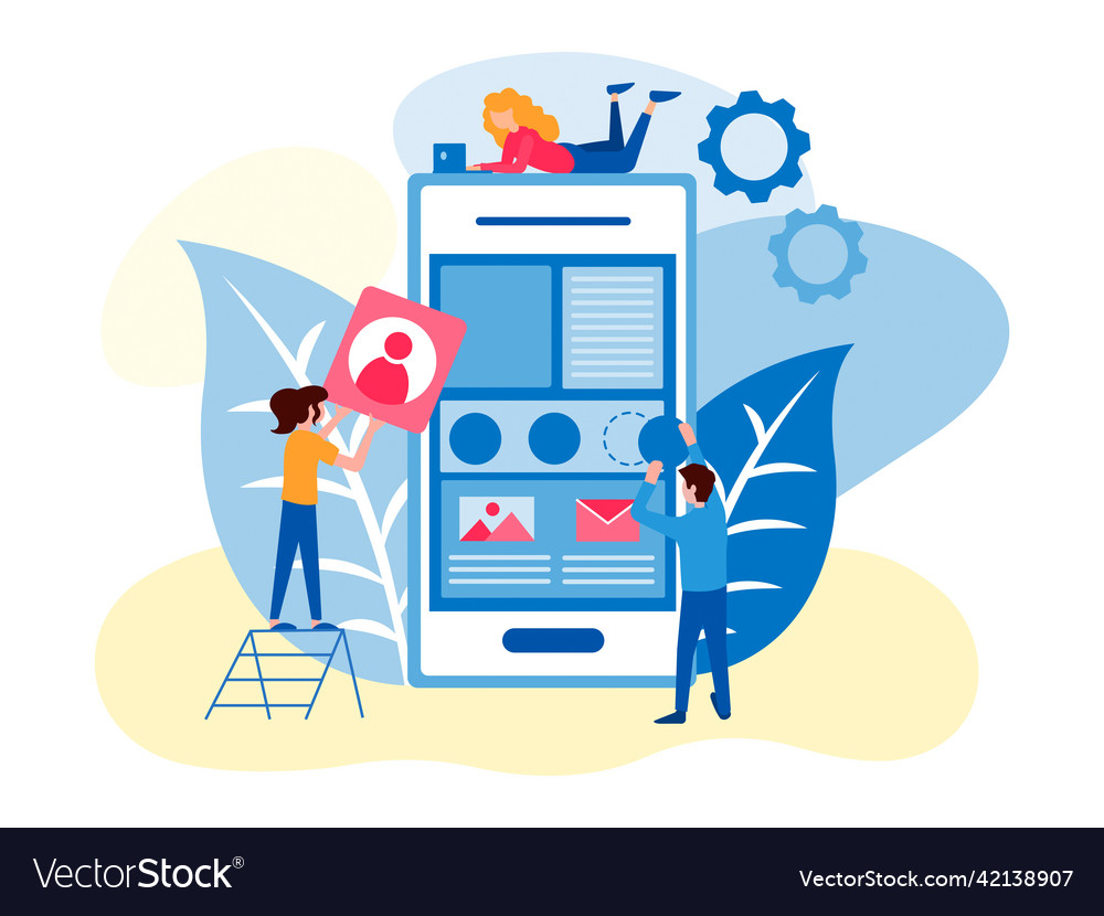 Template with mobile app interface vector image Template with mobile app interface
