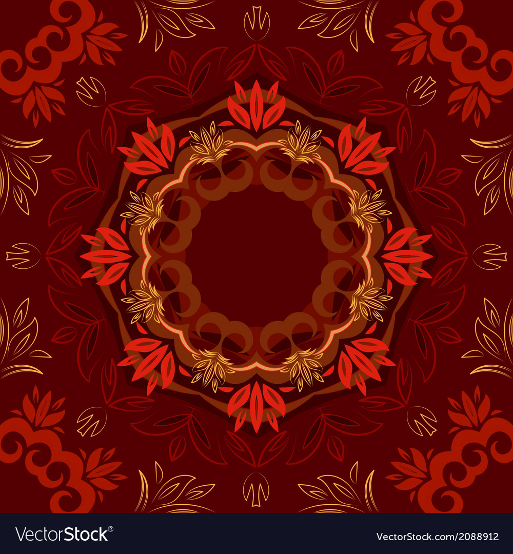 Abstract red floral background with round pattern