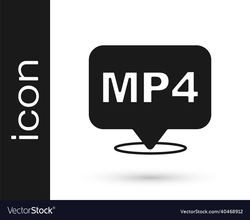 Black mp4 file document download button icon vector image Black mp4 file document download button icon