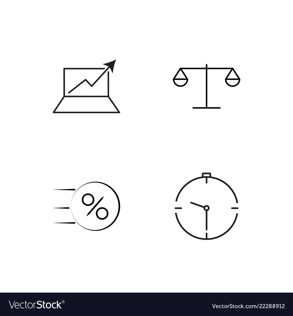 Business simple outlined icons set