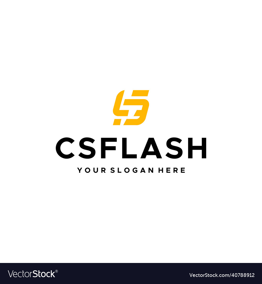 Flat letter mark initial cs csflash logo design vector image Flat letter mark initial cs csflash logo design