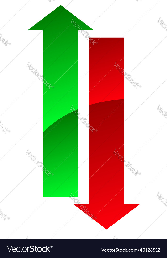 Green and red up down arrow pointing vector image Green and red up down arrow pointing
