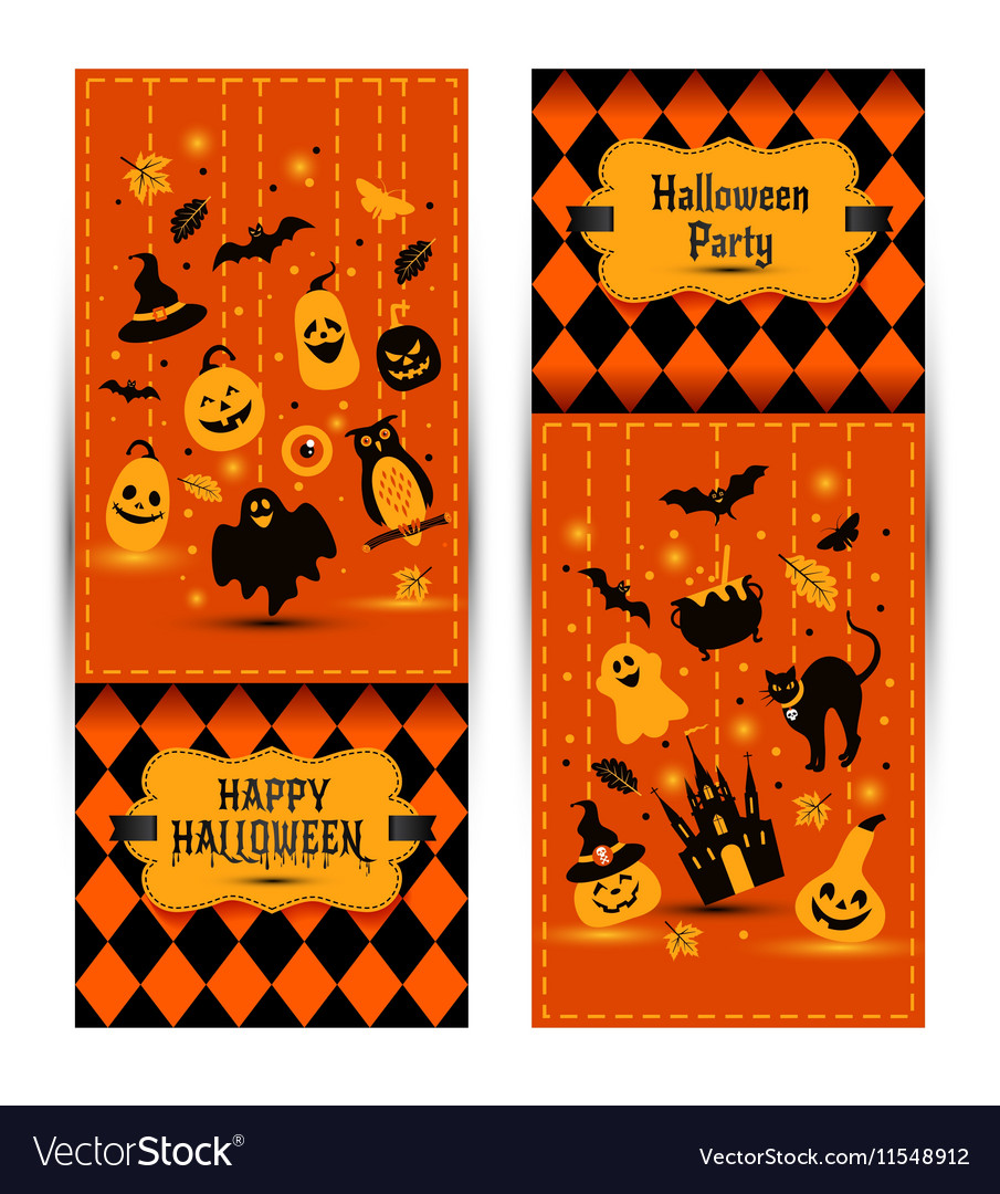 Halloween banners set on colors background