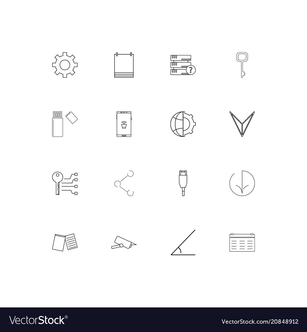 Internet technologies linear thin icons set