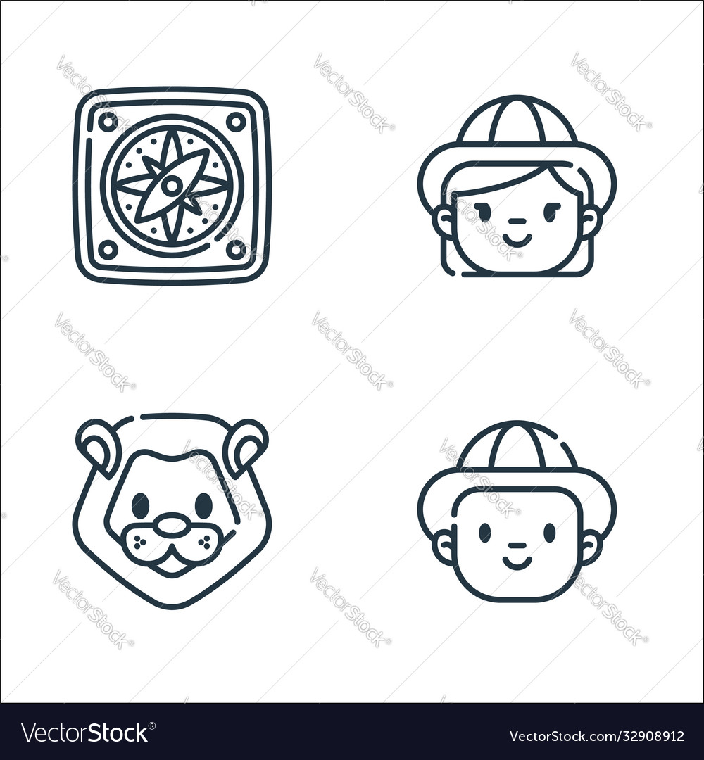 Jungle line icons linear set quality