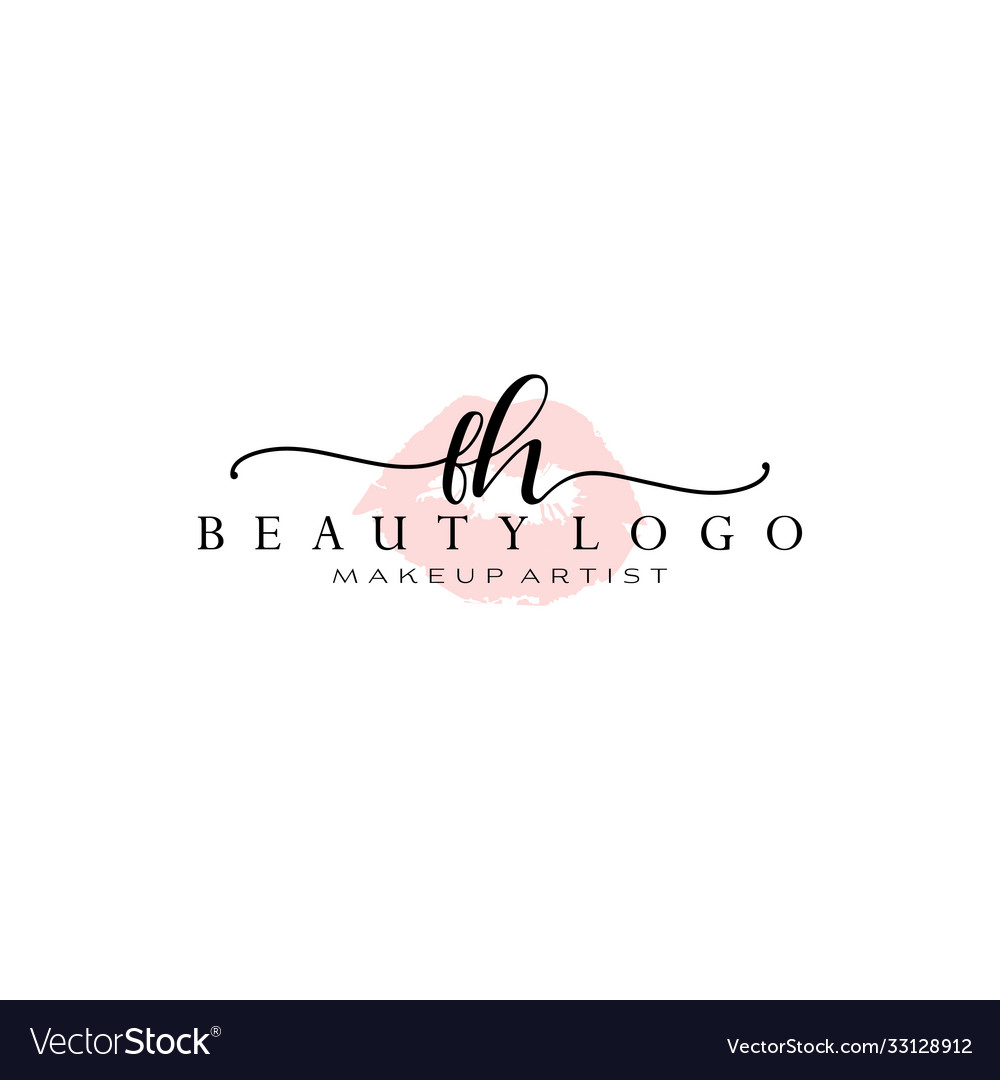 Letter fh watercolor lips premade logo design Vector Image