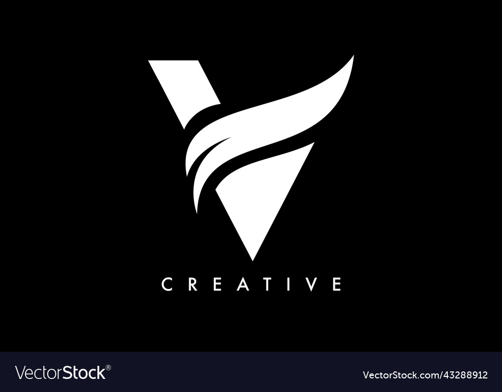 Letter v logo icon design with swoosh Royalty Free Vector