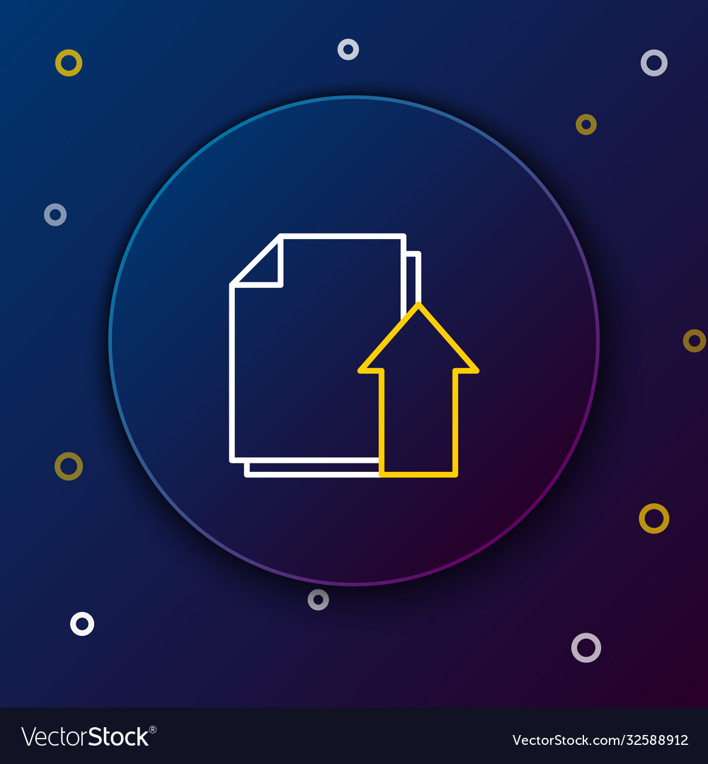 Line upload file document icon isolated on blue vector image Line upload file document icon isolated on blue