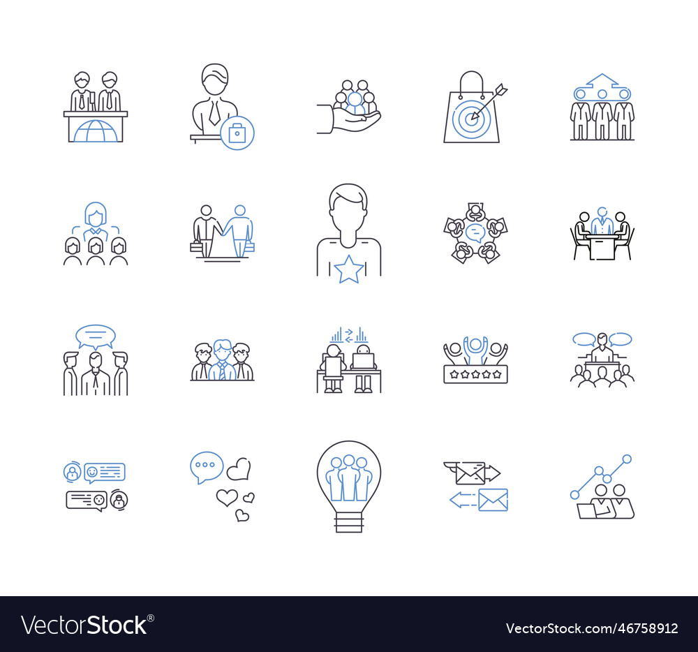 Management workflow outline icons collection