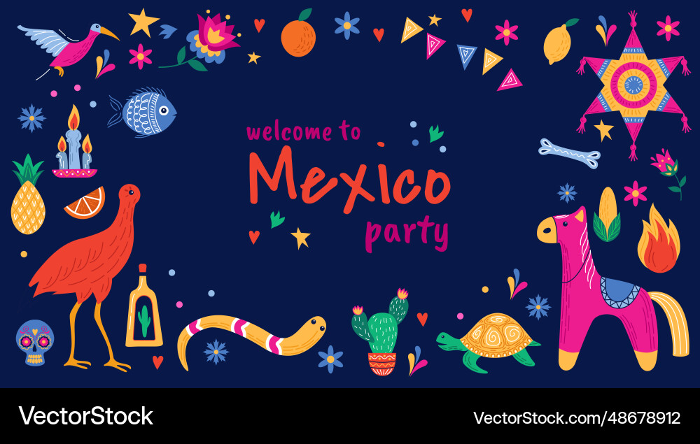 Mexico welcome banner design mexican party Vector Image