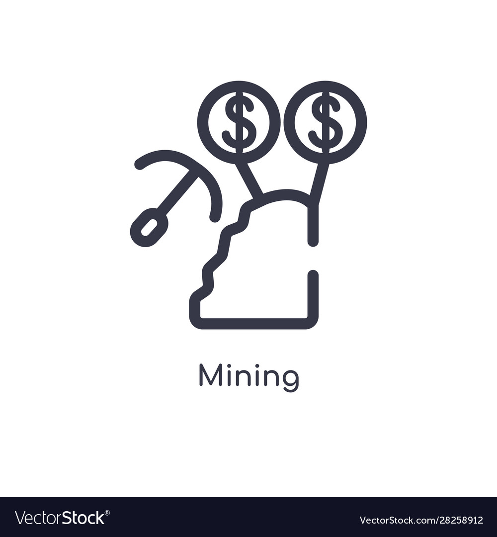 Mining outline icon isolated line from collection