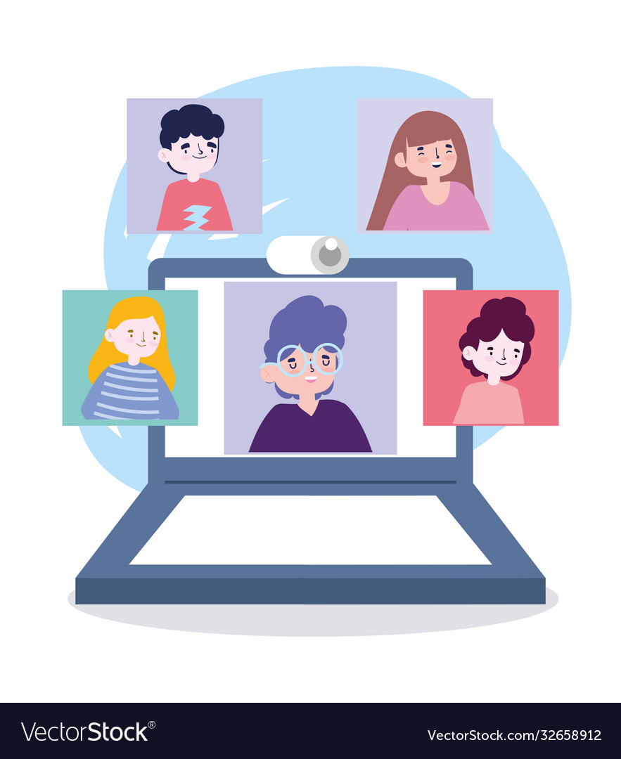 Online party meeting friends people keep