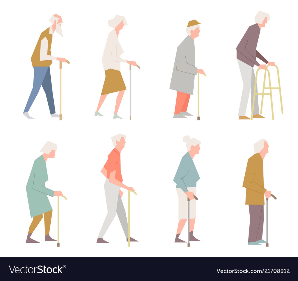 People on the street old people in different Vector Image