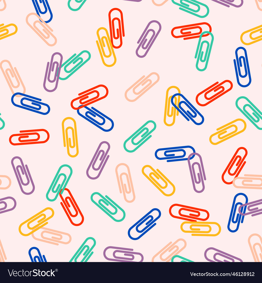 Scattered multi colors paper clips seamless Vector Image