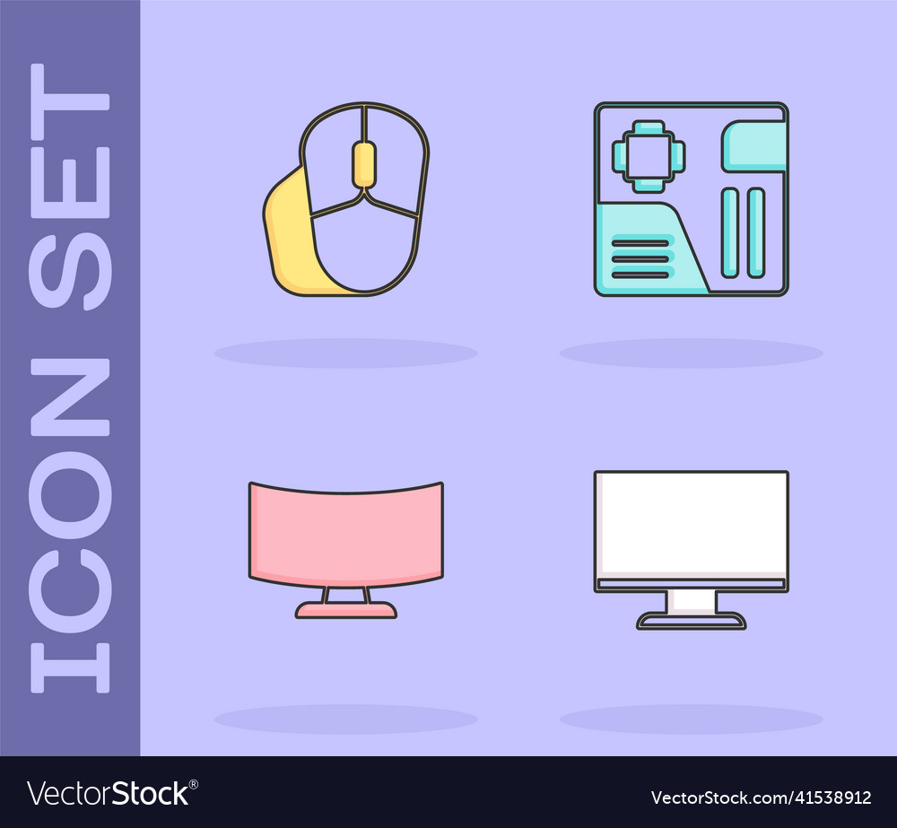 Set computer monitor screen mouse vector image Set computer monitor screen mouse