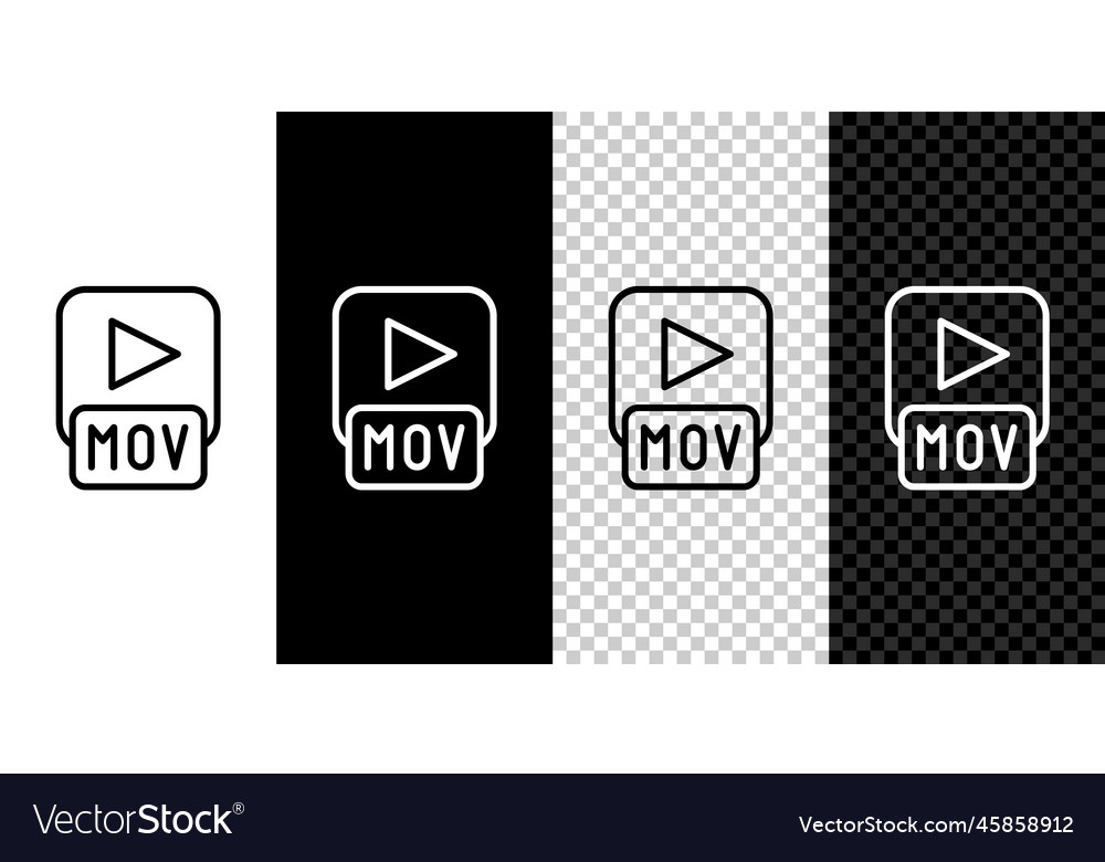 Set line mov file document download button vector image Set line mov file document download button