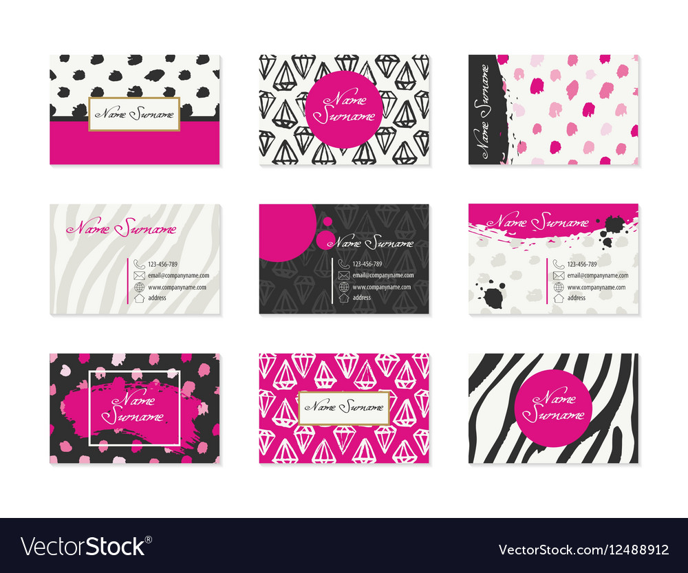 Set of business cards with hand drawn elements