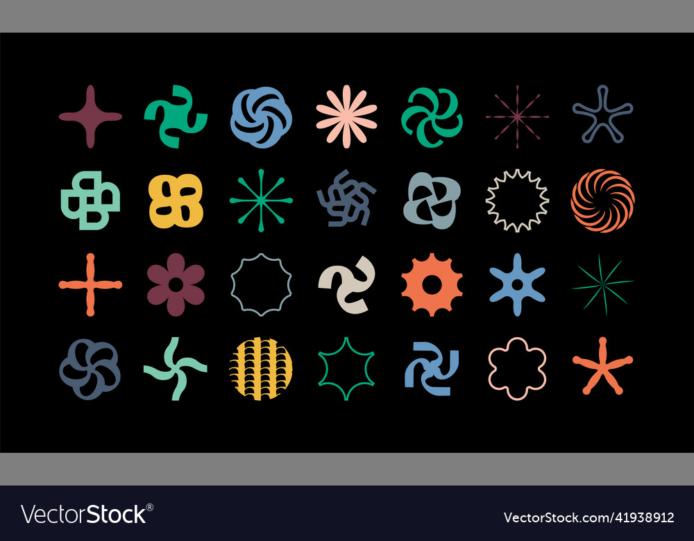 Set of simple abstract objects flowers