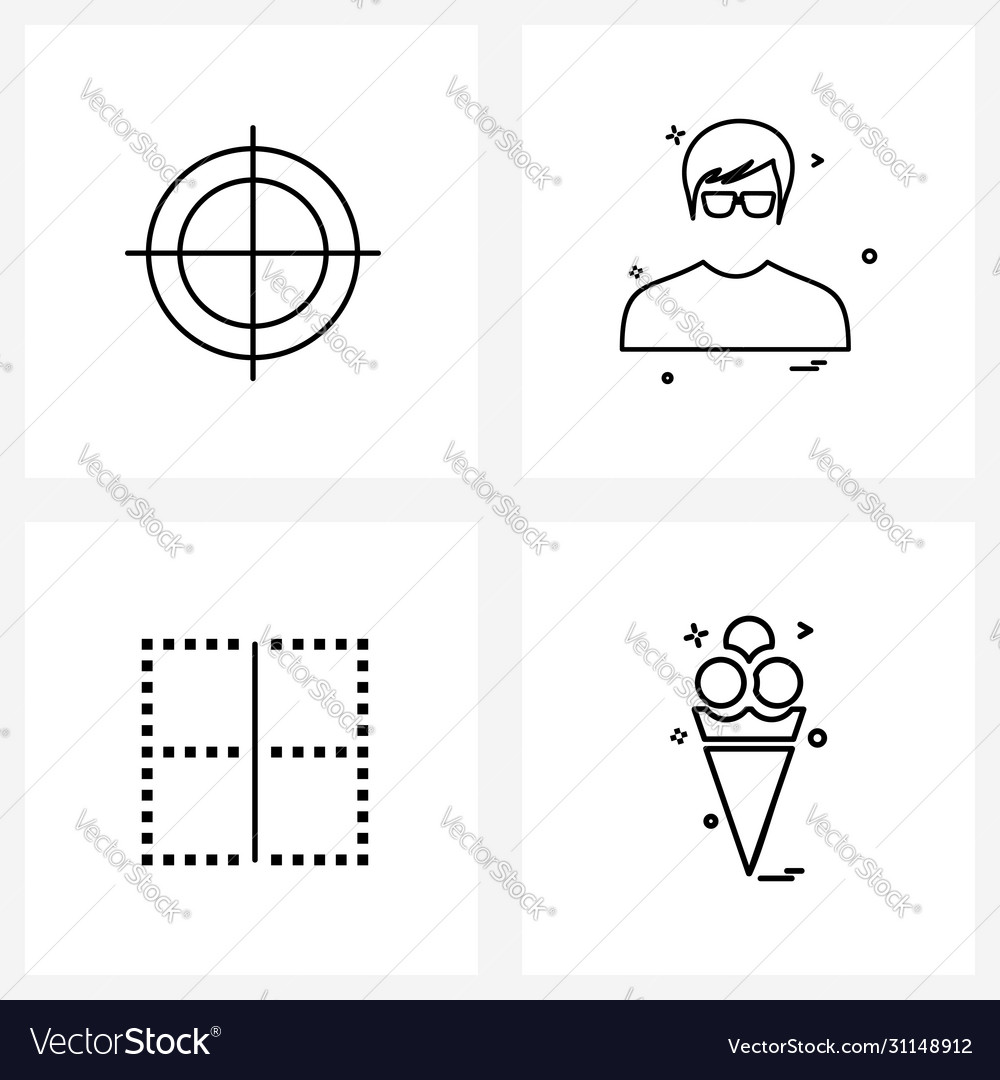 Simple set 4 line icons such as aim border