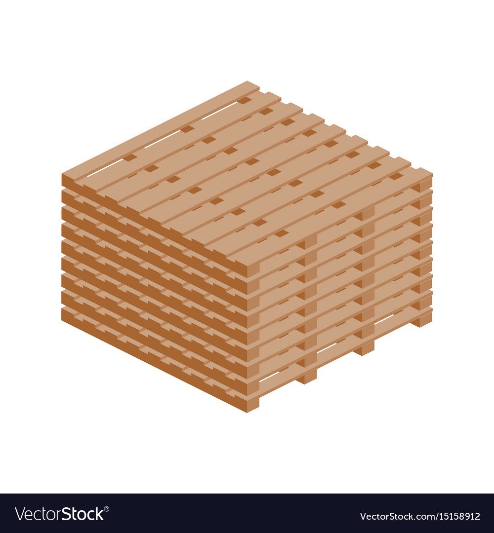 Stack of wooden pallets isometric icon