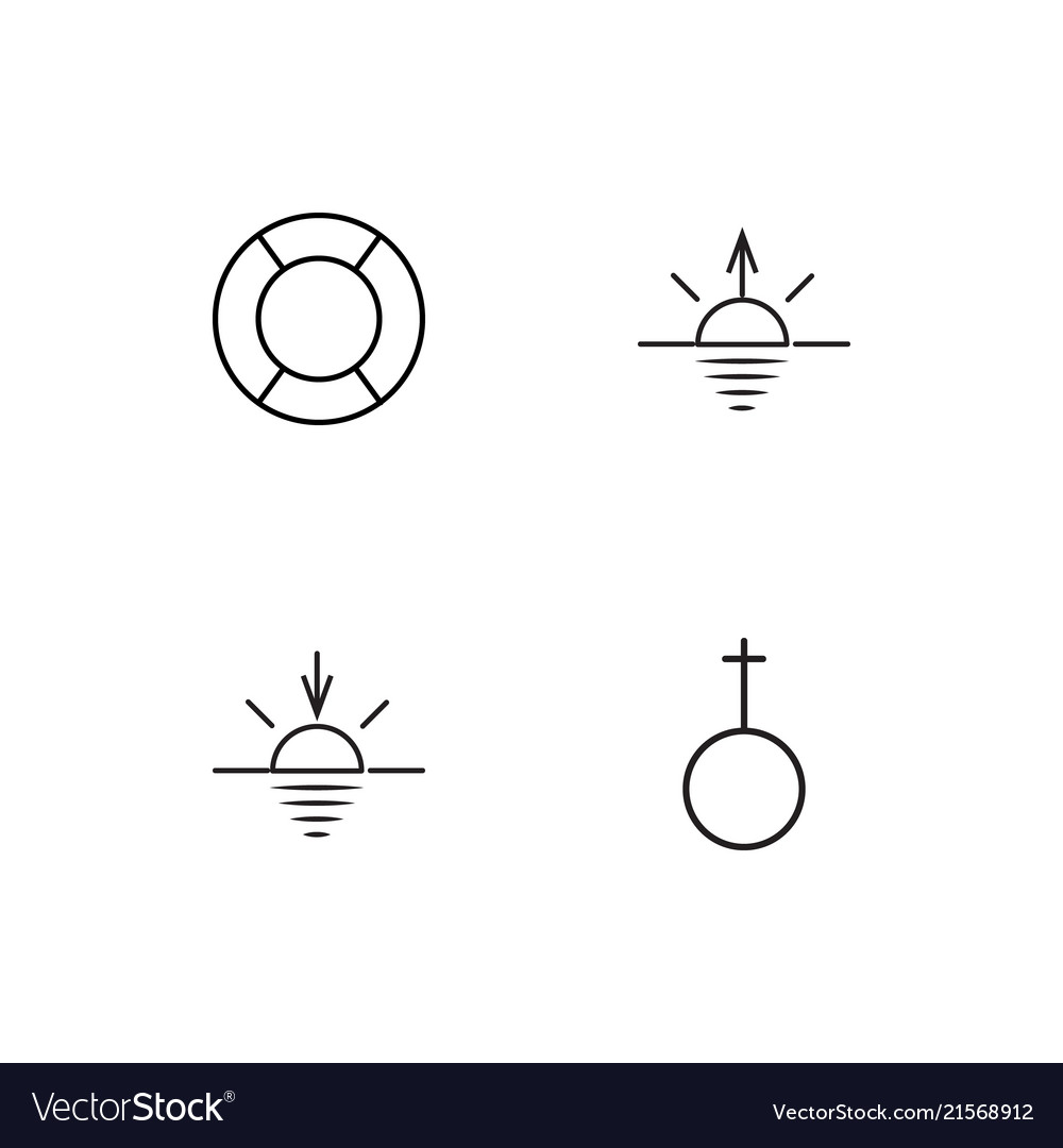 Summer linear icons set simple outline