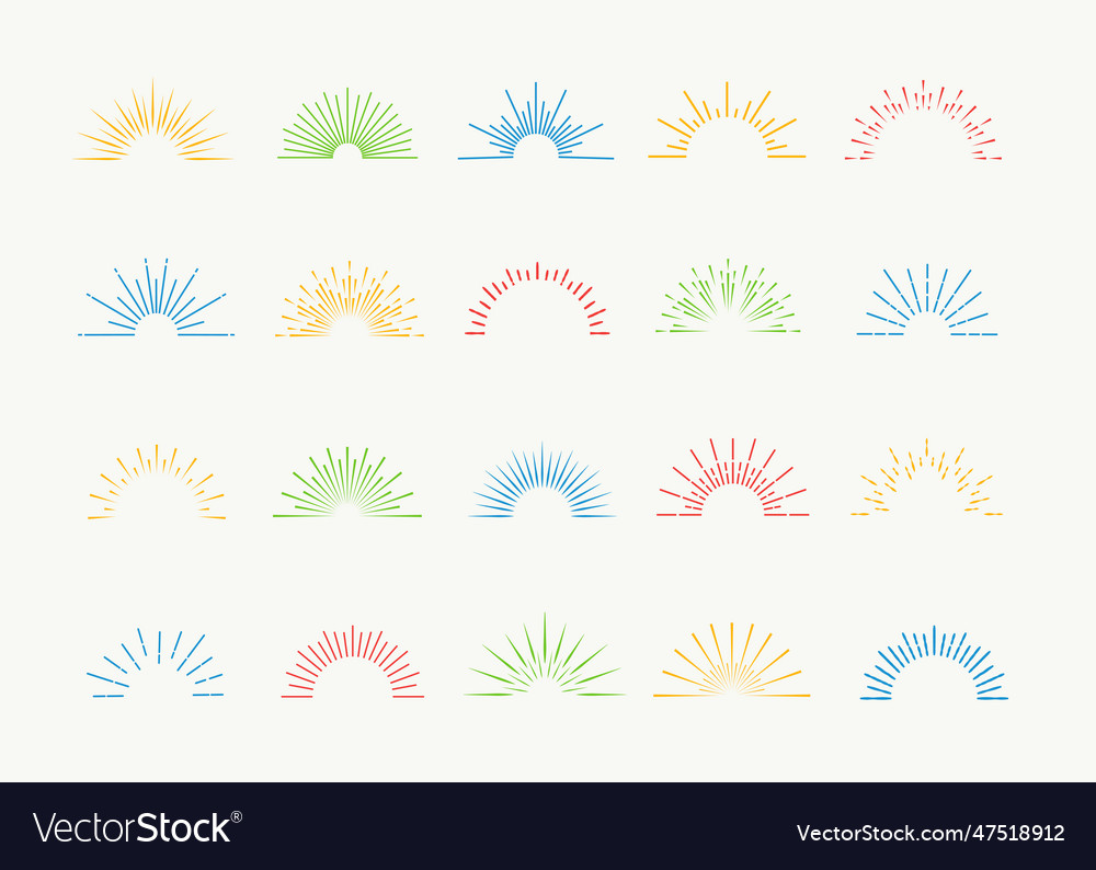 Sunburst icons set Royalty Free Vector Image - VectorStock