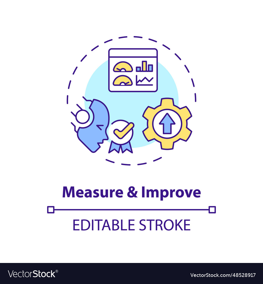 2d thin linear colorful measure and improve icon Vector Image