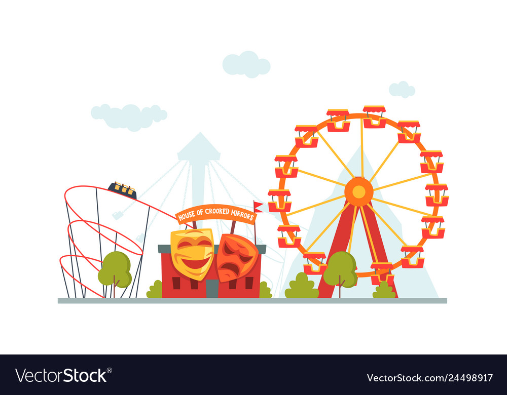 Amusement park house of crooked mirrors roller Vector Image