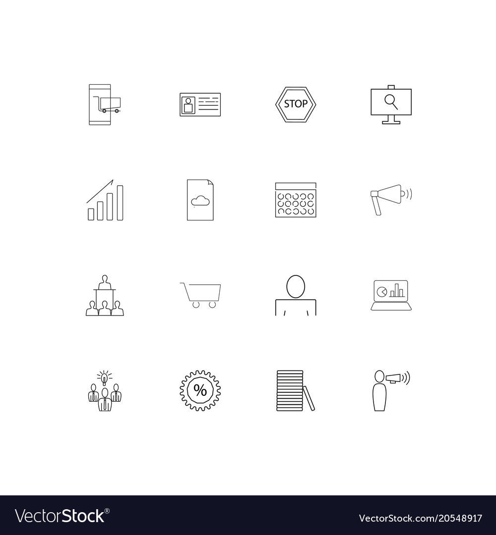 Business simple linear icons set outlined