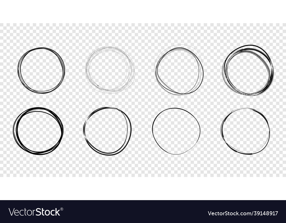 Circle line sketches set isolated design vector image Circle line sketches set isolated design
