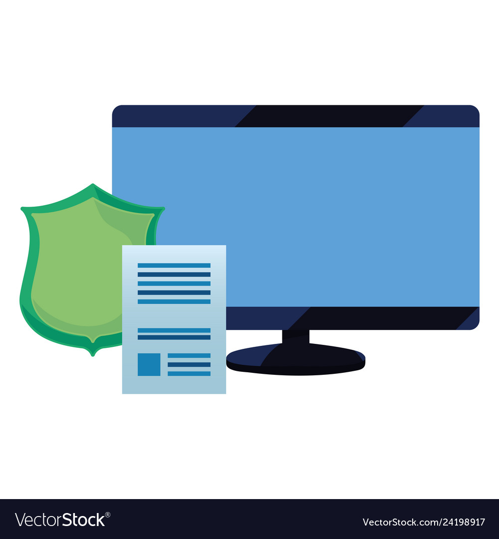 Computer monitor data shield Vector Image Computer monitor data shield