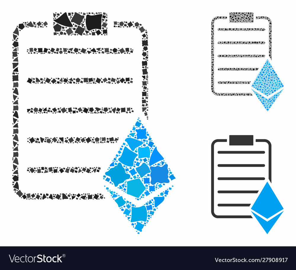 Ethereum contract mosaic icon bumpy pieces vector image Ethereum contract mosaic icon bumpy pieces
