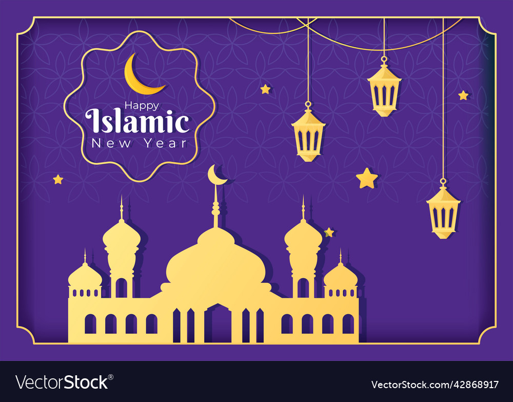 Islamic new year day or 1 muharram background Vector Image