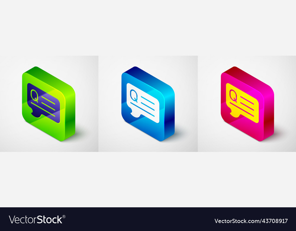 Isometric speech bubbles with question icon