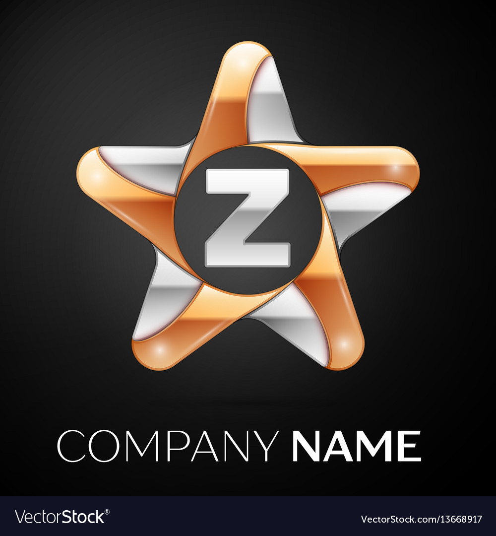 Letter z logo symbol in the colorful star on black