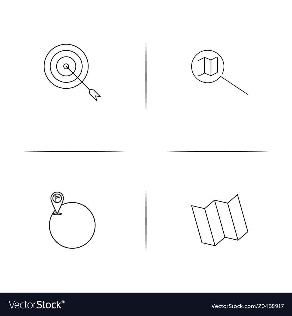 Maps and navigation simple linear icons set