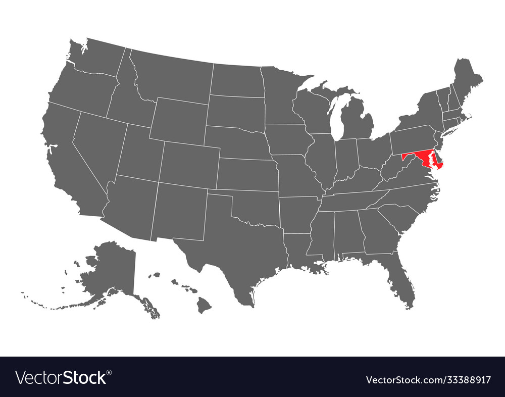Maryland map high detailed united state Royalty Free Vector