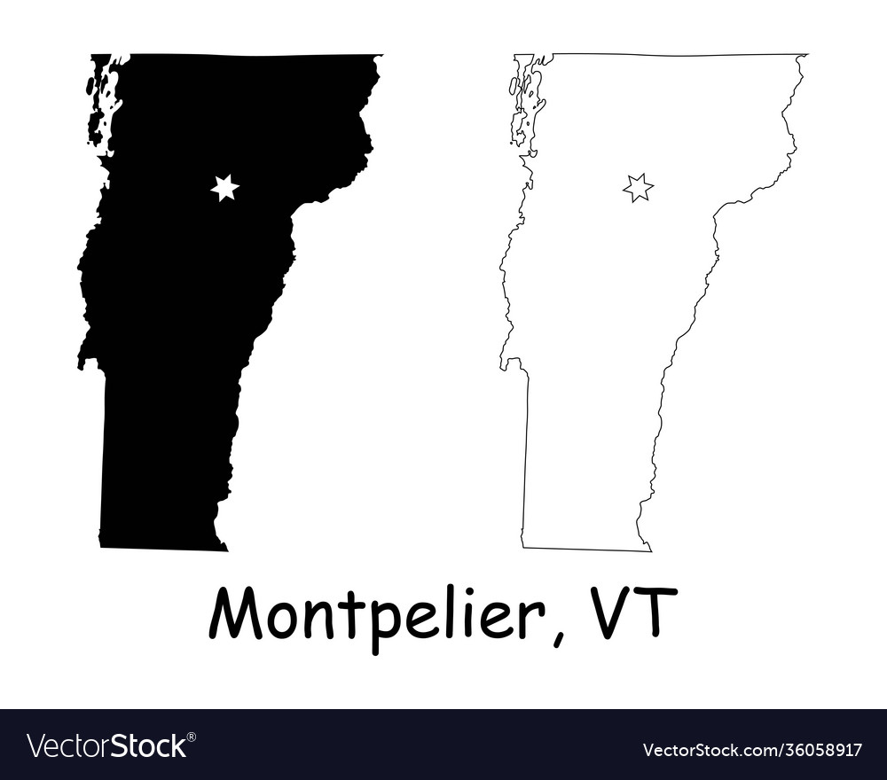 Montpelier vermont vt state border usa map Vector Image