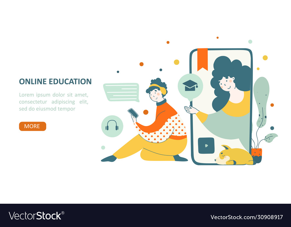 Online learning concept landing page template