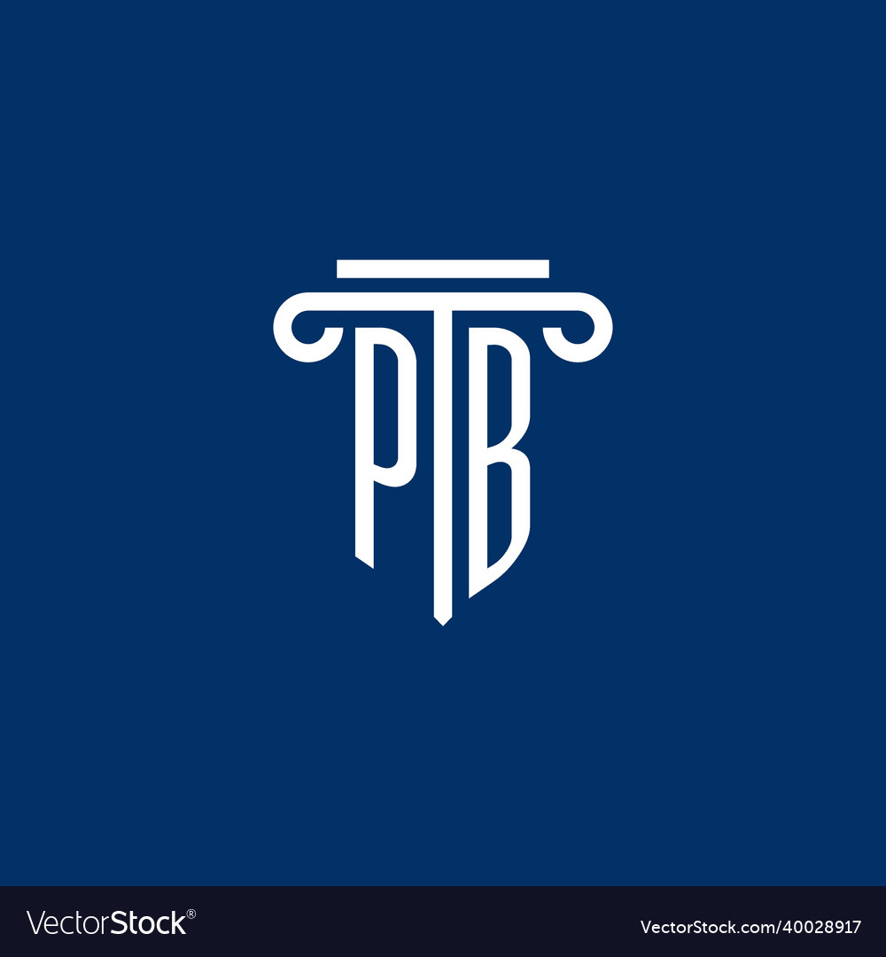 Pb Initial-Logo-Monogramm mit einfachem Säulensymbol