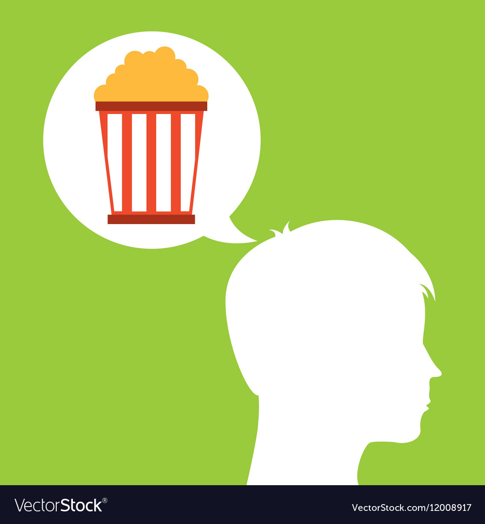 Pop corn silhouette head think movie