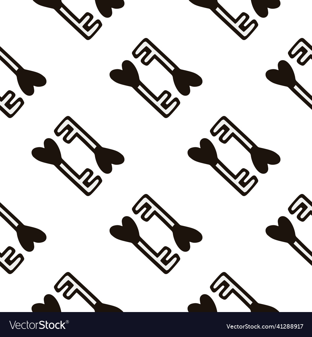 Seamless pattern with a heart-shaped key