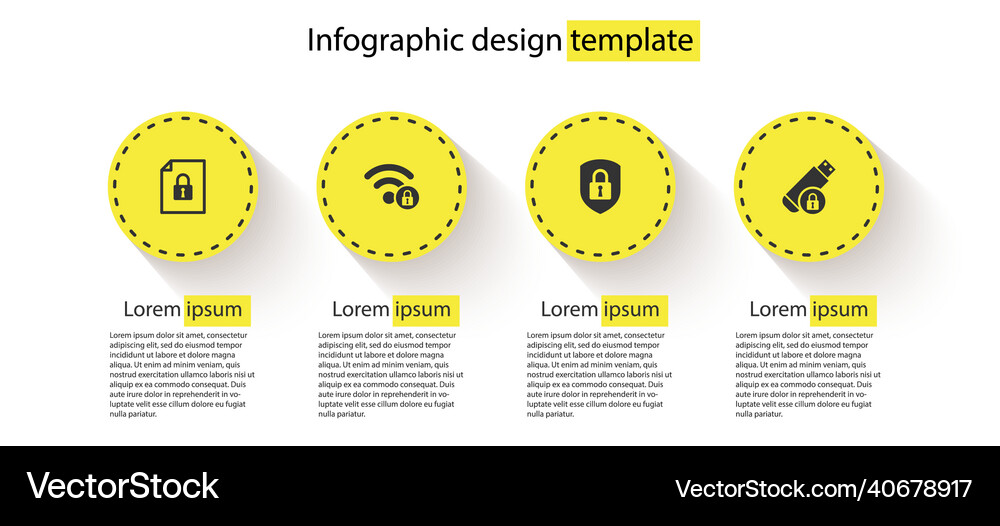 Set document and lock wifi locked shield Vector Image