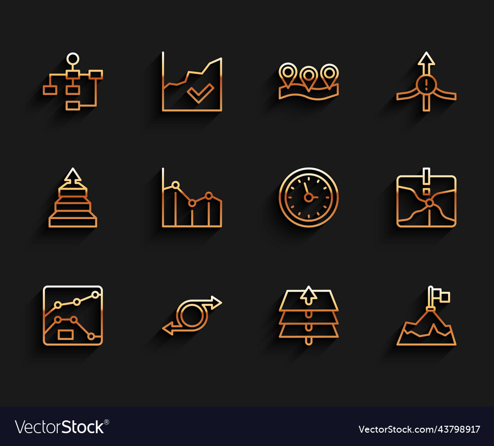 Set line graph chart diagram arrow hierarchy vector image Set line graph chart diagram arrow hierarchy