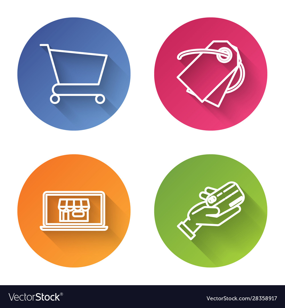 Set line shopping cart blank label template price Vector Image