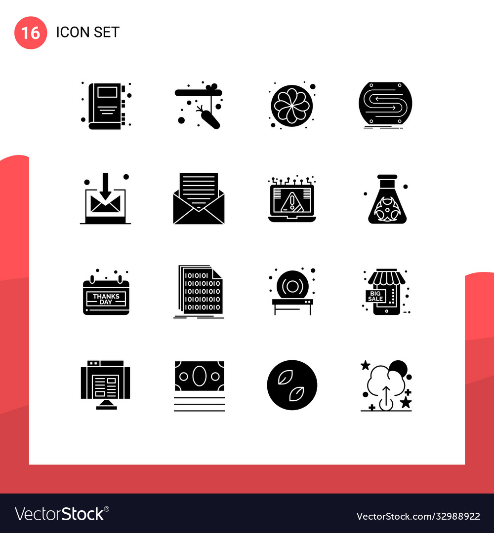 16 universal solid glyphs set for web and mobile